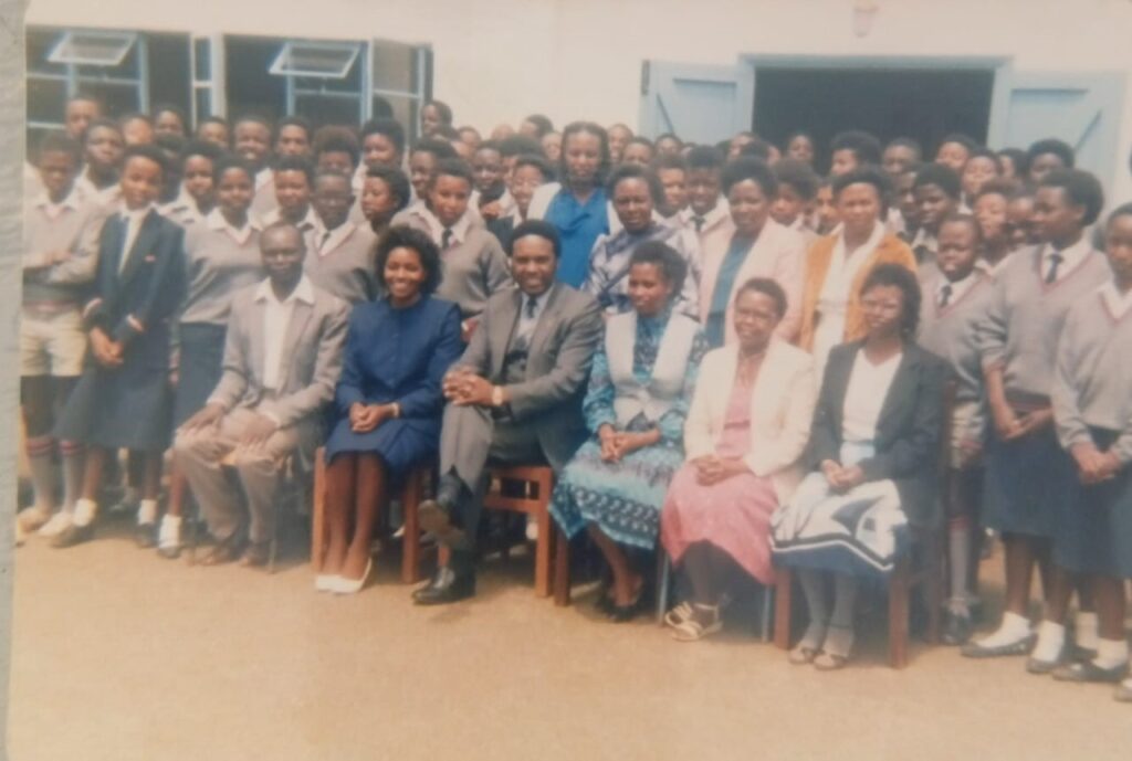 Photo of the first students with teachers